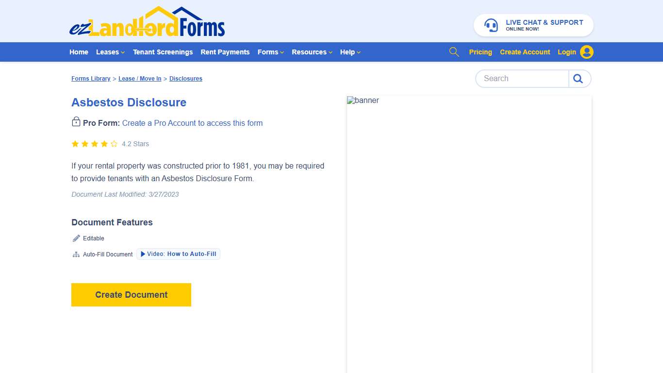 Asbestos Disclosure | ezLandlordForms