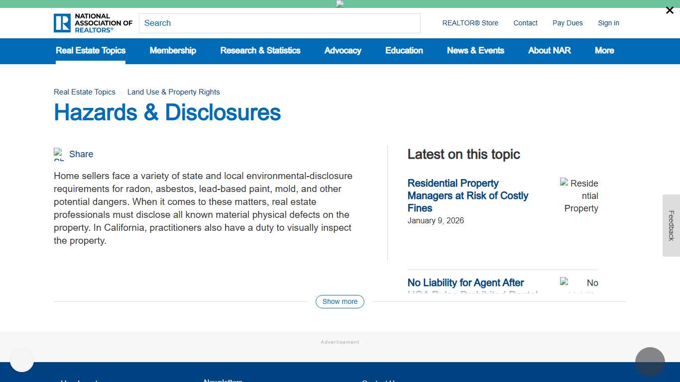 Hazards & Disclosures